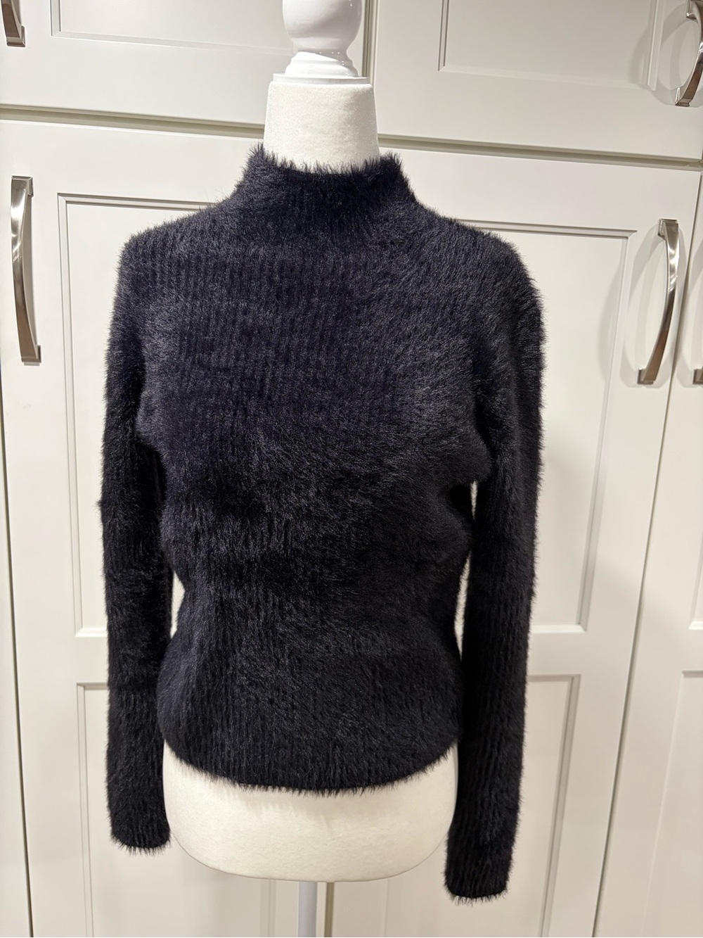 Banana Republic Black Fuzzy Mock Neck Sweater